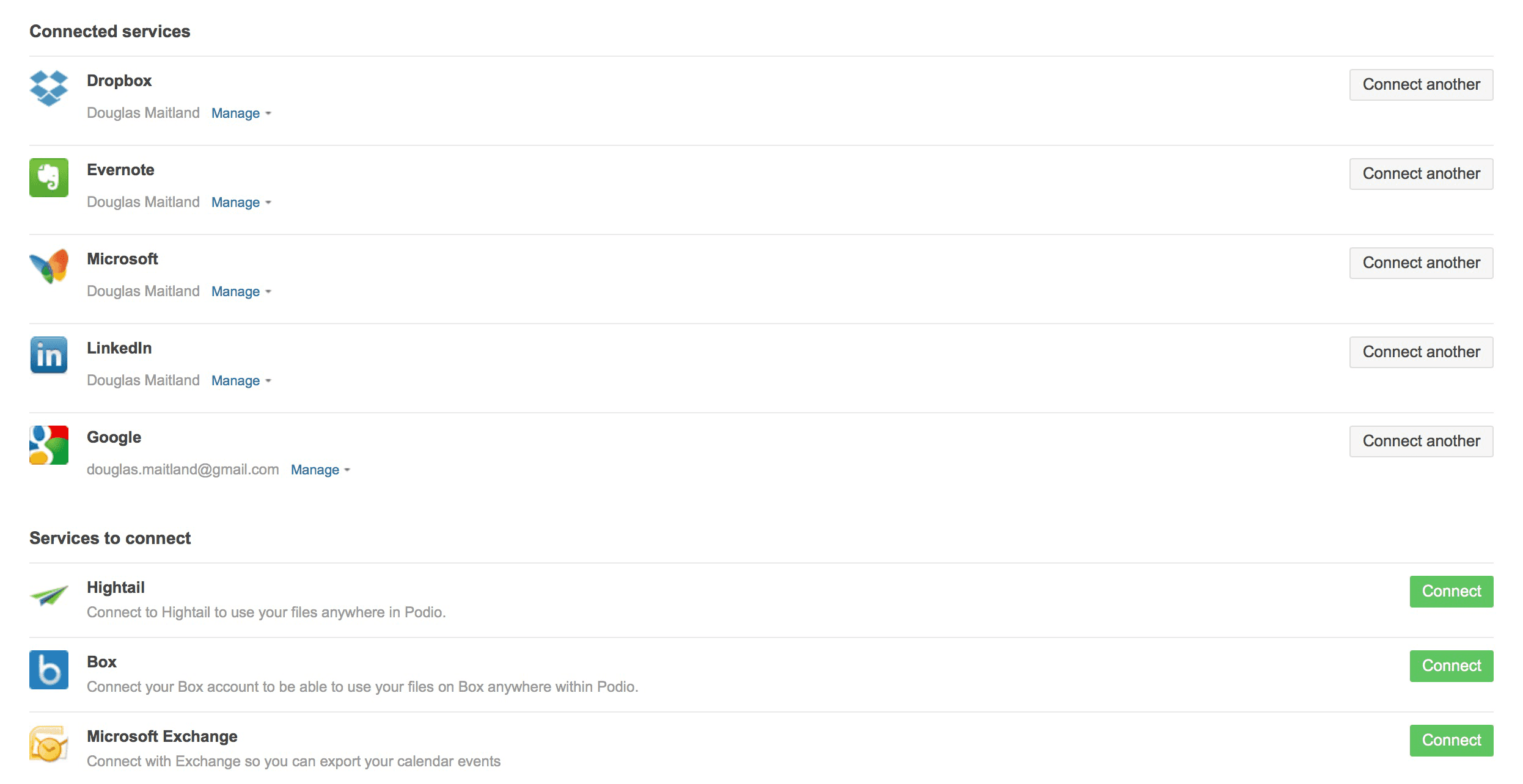 Image showing a selection of apps and platforms that can integrate with Podio