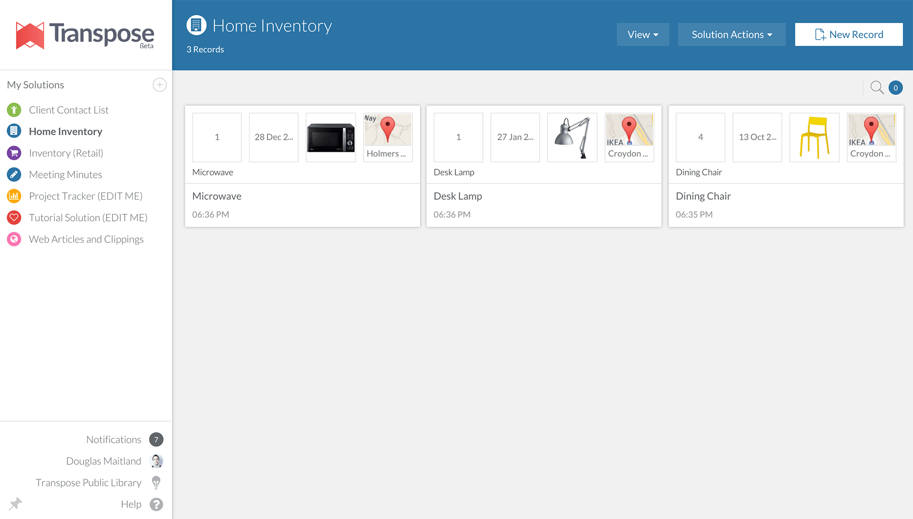 A screenshot of Transpose's compact view.