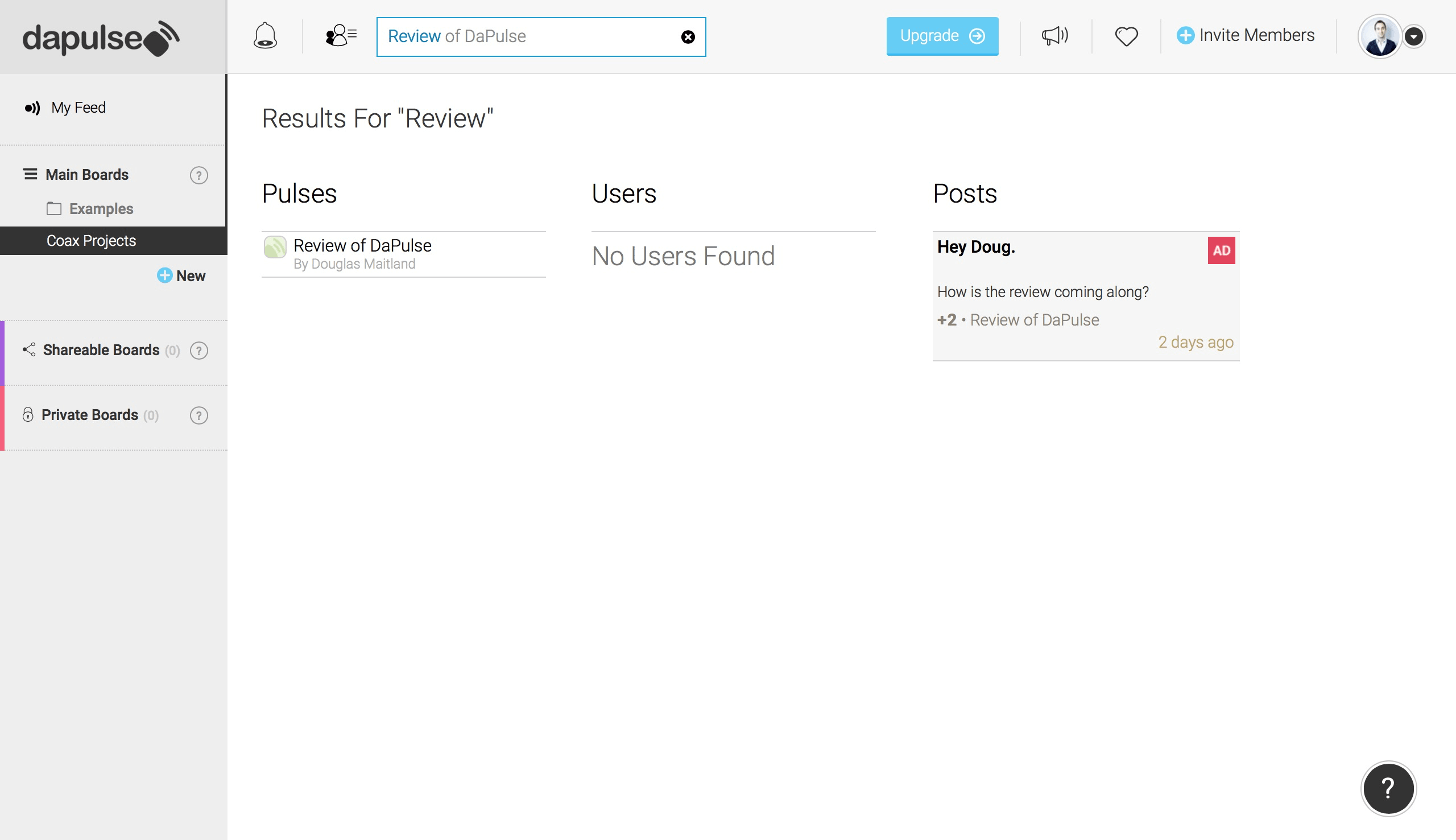 Image showing search within dapulse