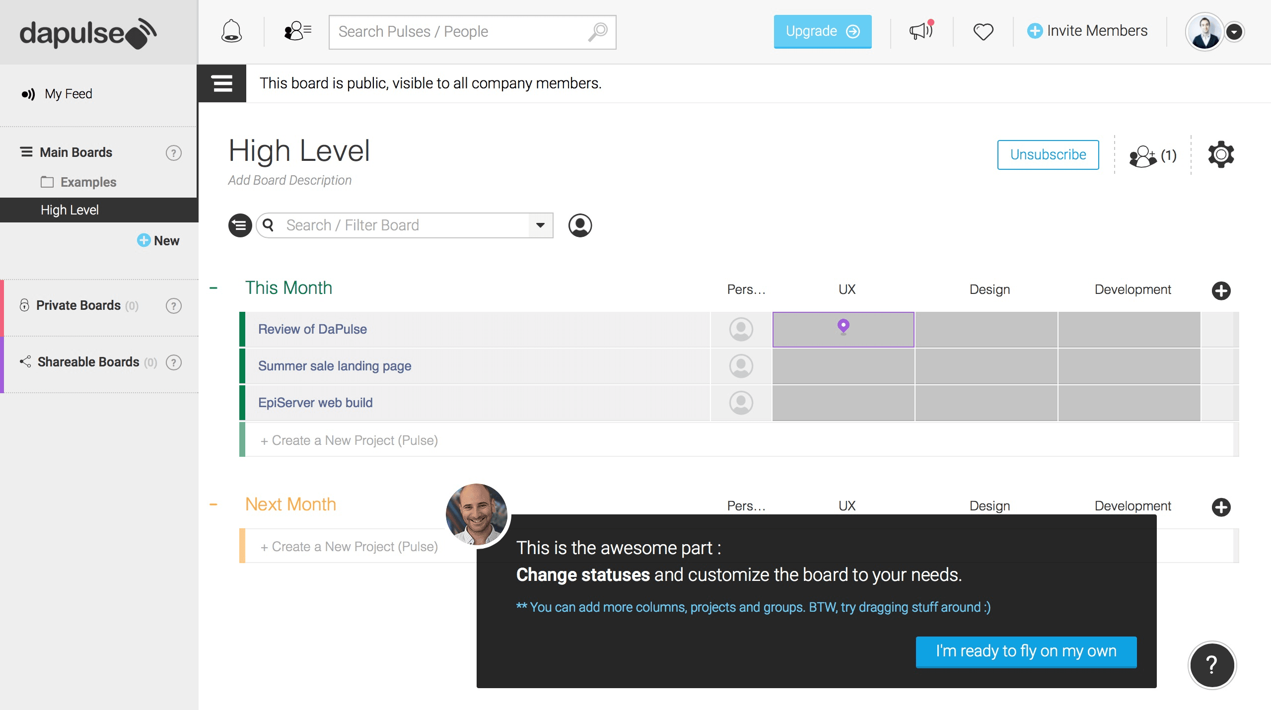 Image showing onboarding process once your account is set up