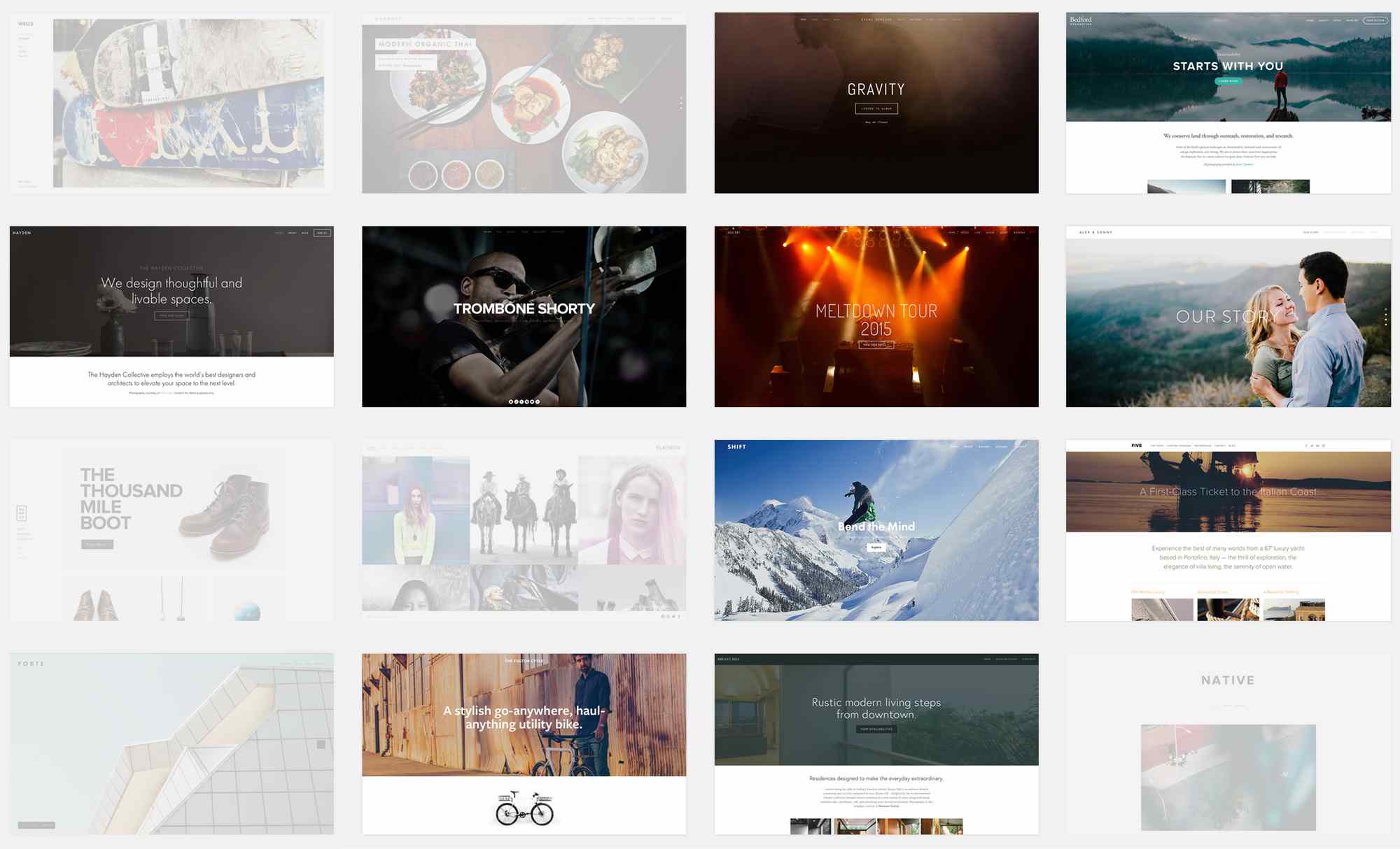 A list of Squarespace templates